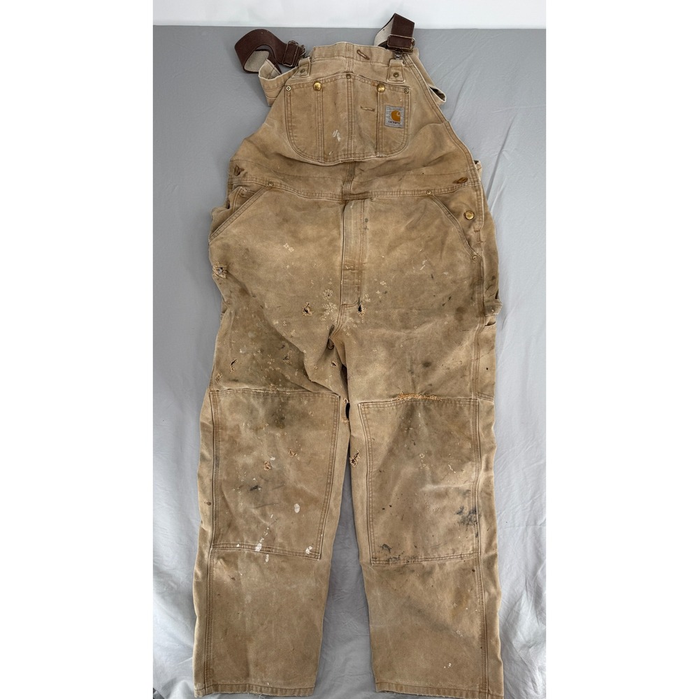 Distressed Halloween Overalls Distressed Carhartt R01 BRN Mens 40x34 USA Made